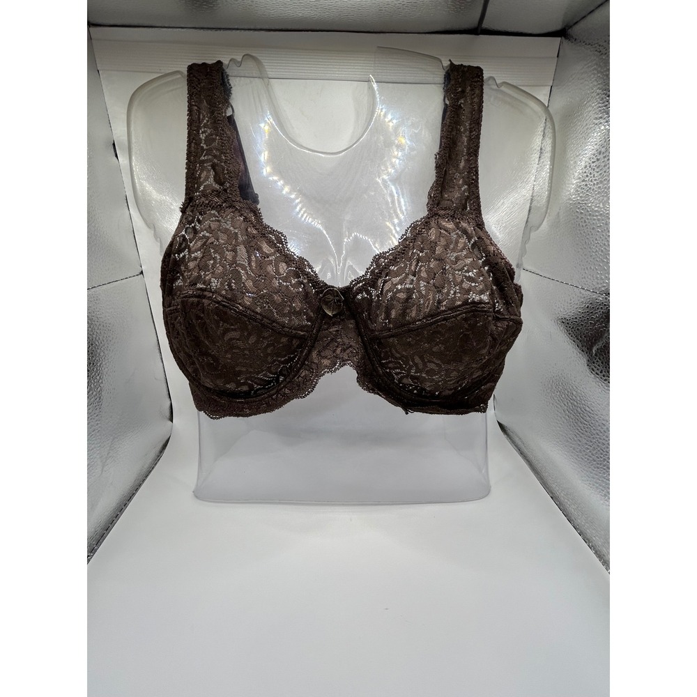 Brown Floral Lace‎ Unlined Underwire Bra Full Coverage MOB1321 34D